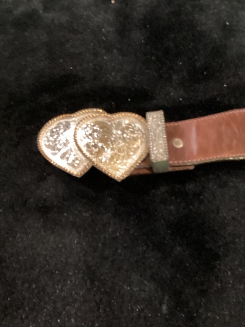 Brown Leather Belt with Gold Heart Buckle